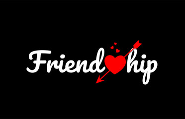 Fototapeta na wymiar friendship word text with red broken heart