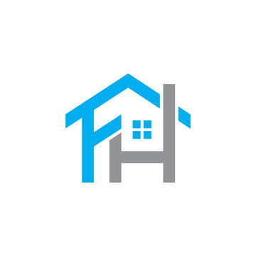 F H Initial letter logo element. home letter logo template