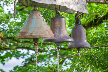 three church bells close-up