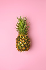 Delicious pineapple on color background