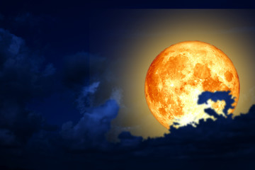 full worm moon back silhouette cloud in night sky
