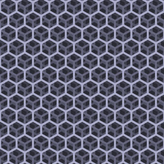 Seamless Pattern of Transparent Cube, Technological Background, Gray Cubic Grid, Vector Illustration