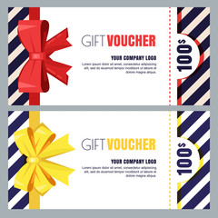 Gift voucher, certificate or coupon vector design layout. Discount banner or holidays greeting card template.