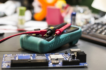 Multimeter with electronic parts