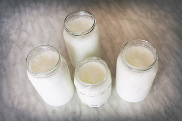 Homemade Yogurts Inside The Jars