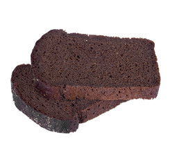Slice of black rye bread isolated on a white background