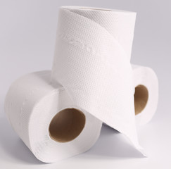 Tissue roll with white backdrop.