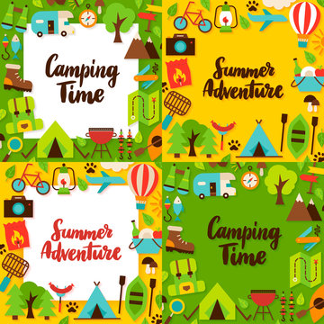 Camping Lettering Posters Set