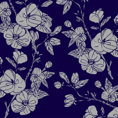 hand drawn floral seamless pattern vector white