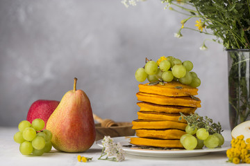 Pumpkin pancakes with cinnamon
