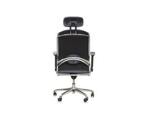 back view of modern office chair from black cloth. Isolated