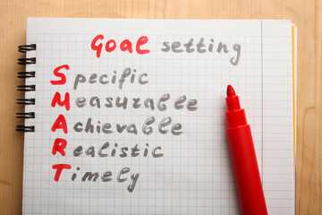 Notepad with goal setting