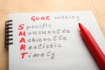 Notepad with goal setting