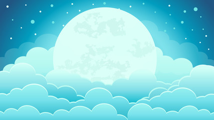 Colorful of the night sky background with clouds and moonlight