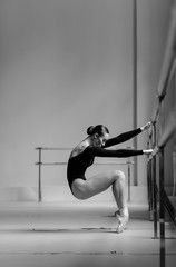 Beautiful ballerina training in the class