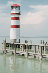 Lighthouse in Podersdorf am See, lake Neusiedler See, Burgenland, Austria
