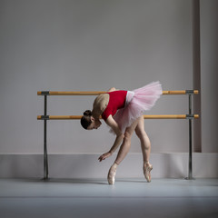 Beautiful ballerina training in the class