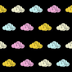 Doodle clouds seamless pattern background. Abstract clouds swatch  for card, invitation, poster, textile, bag print, modern workshop advertising, t shirt etc.