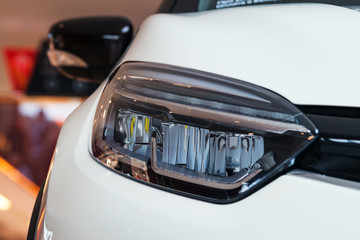 White sports car LED front light