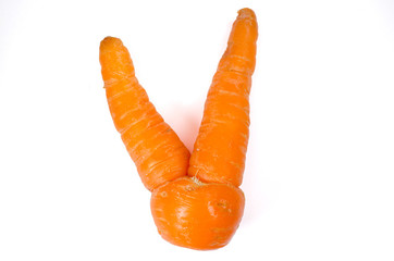 Wobbly vegetable with double carrot - obrazy, fototapety, plakaty