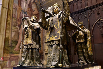 Tomb of Christopher Columbus & the interior and Altar of Seville Cathedral, Spain