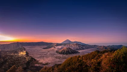 Tuinposter Mount Bromo volcano (Gunung Bromo) at sunrise with colorful sky background in Bromo Tengger Semeru National Park, East Java, Indonesia. © nuttawutnuy