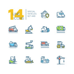 Cars - set of line design style colorful icons