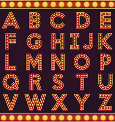 Letter alphabet sign marquee light bulb vintage carnival or circus style