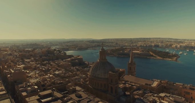 Cinematic Aerial shot of Valletta