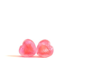 Red heart shape taffy candy with white background