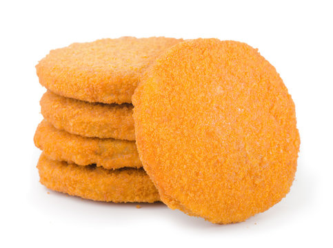 Stack Of Frozen Breaded Fish Patties