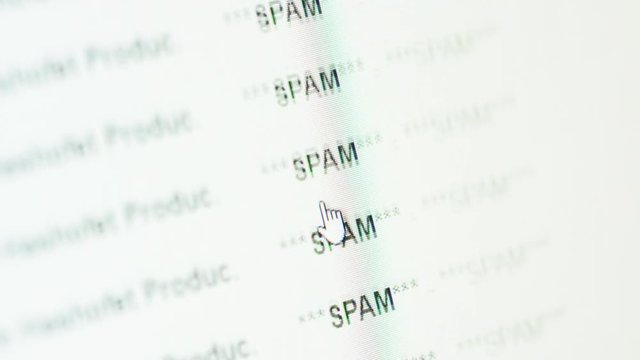 Scrolling in an email inbox full of spam messeges