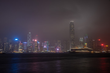 Night view of Building and the skyline of Victoria Harbor