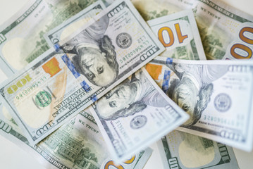 money background with american dollars, hundred dollars background. random moneys, economic and financial crisis