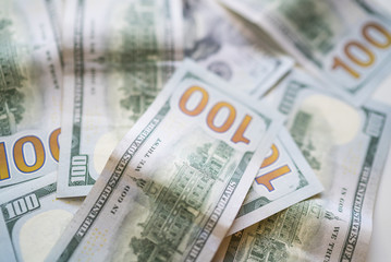 money background with american dollars, hundred dollars background. random moneys, economic and financial crisis