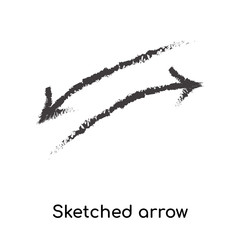 Sketched arrow icon vector sign and symbol isolated on white background, Sketched arrow logo concept