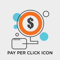Pay per click icon vector sign and symbol isolated on white background, Pay per click logo concept