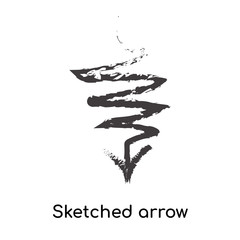 Obraz premium Sketched arrow icon vector sign and symbol isolated on white background, Sketched arrow logo concept