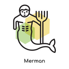 Merman icon vector sign and symbol isolated on white background, Merman logo concept