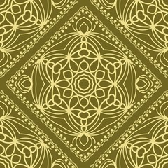 pattern with floral mandala, decorative seamless Vector illustration.