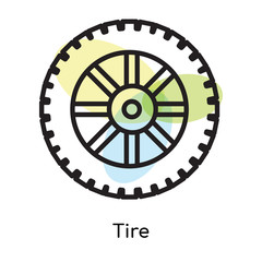 Obraz premium Tire icon vector sign and symbol isolated on white background, Tire logo concept