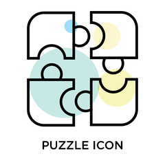 Puzzle icon vector sign and symbol isolated on white background, Puzzle logo concept