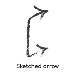 Sketched arrow icon vector sign and symbol isolated on white background, Sketched arrow logo concept