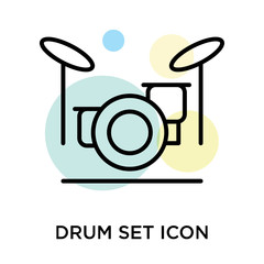 Drum set icon vector sign and symbol isolated on white background, Drum set logo concept