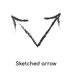 Sketched arrow icon vector sign and symbol isolated on white background, Sketched arrow logo concept