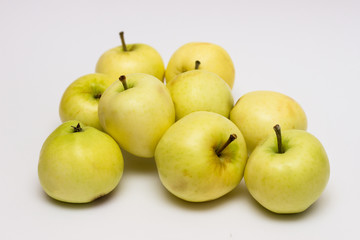 Apples, white apples on a white background.