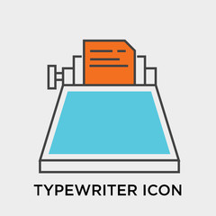 Typewriter icon vector sign and symbol isolated on white background, Typewriter logo concept