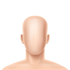Vector 3d faceless human model, blank dummy, part of male or female body isolated on background. Mockup with man or woman head without face to create own avatar or profile with unique appearance