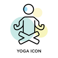 Yoga icon vector sign and symbol isolated on white background, Yoga logo concept