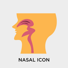 Nasal icon vector sign and symbol isolated on white background, Nasal logo concept